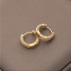 14K Gold Plated Zircon Hoop Earrings Cuff
